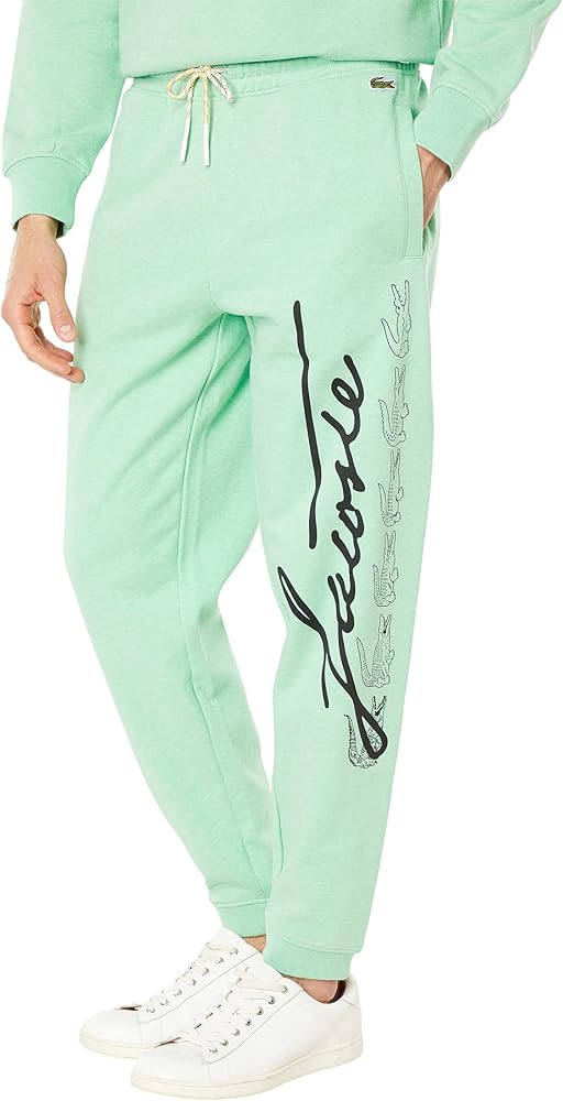 Lacoste Mens Signature & Croc Print Cotton Fleece Sweatpants