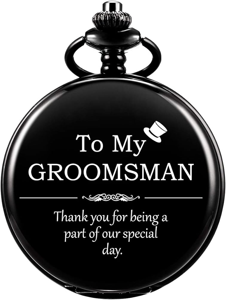 SIBOSUN Best Man Groomsman Pocket Watch for Wedding or Proposal - Engraved Best Men Groomsman Pocket Watches