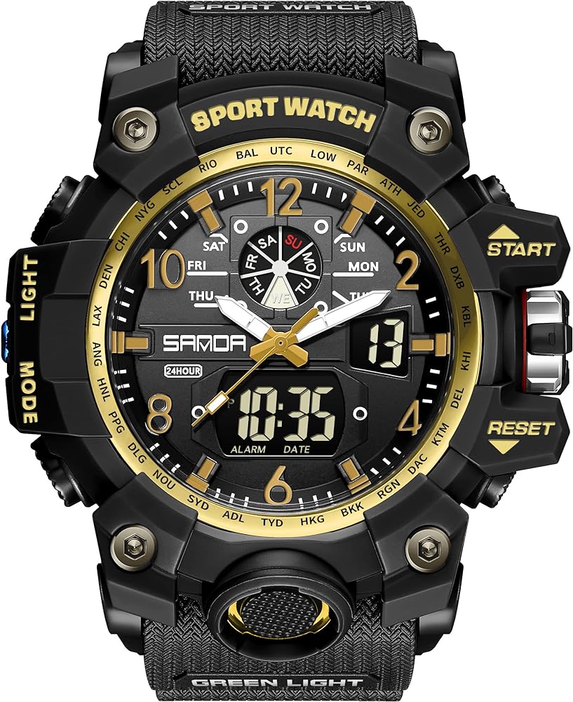 KXAITO Men's Watches Sports Outdoor Waterproof Military Wrist Watch Date Multi Function Tactics LED Alarm Stopwatch