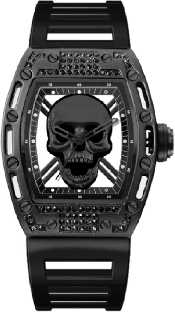 ED HARDY Skull Men's Quartz Movement Brushed Black/Matte Black Analog Watch