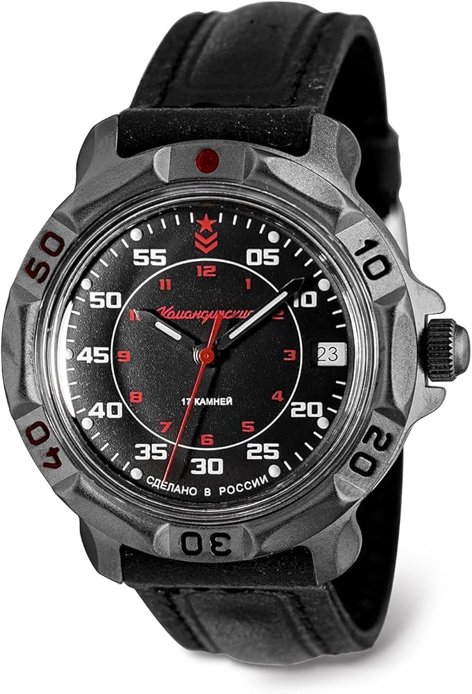 VOSTOK | Komandirskie Military Commander Mechanical 40mm Wrist Watch | Model 172 | WR 200m | Black Dial Mechanical Watch | Luminous dots