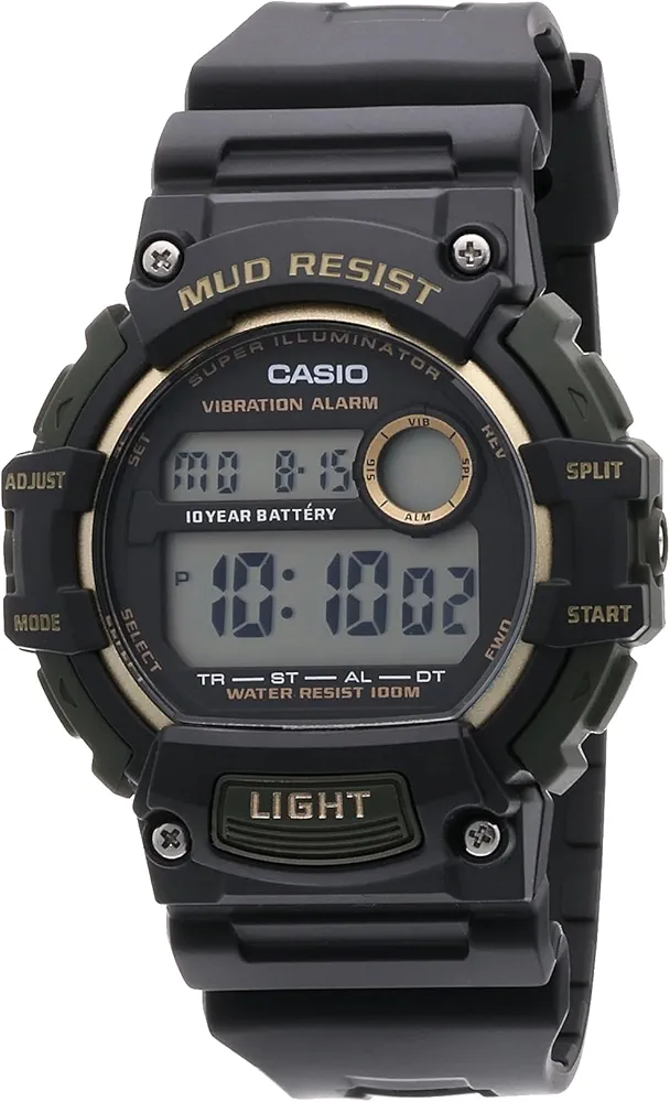 Casio Mud Resistant Stainless Steel Quartz Watch with Resin Strap, Black, 27.6 (Model: TRT-110H-1A2VCF), standard, adult