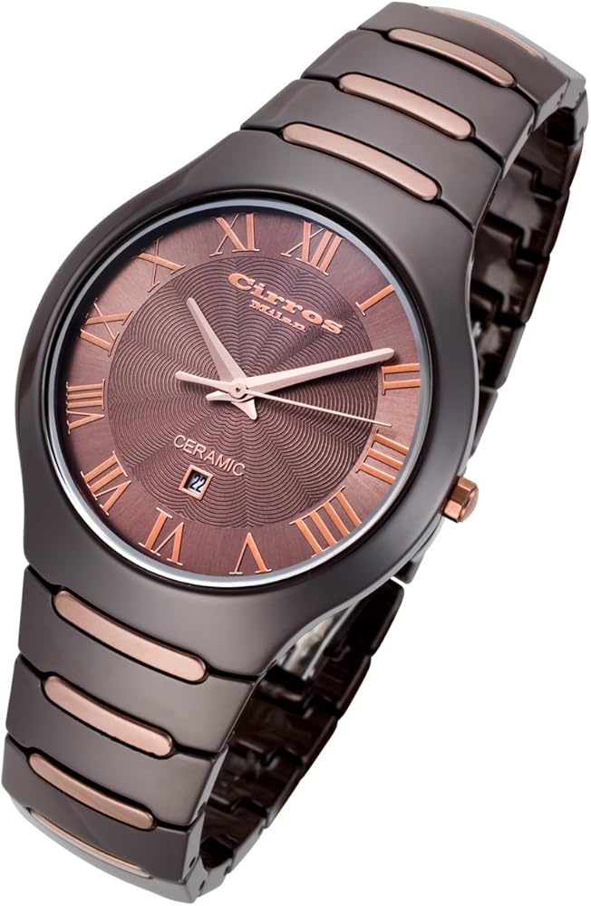 by Rougois Empire Series Chocolate Rose Gold Trim Ceramic Watch