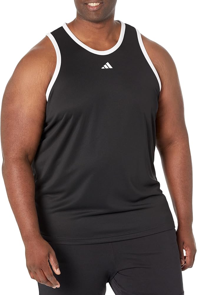 adidas Men's Size 3-Stripes Tank, Black/White, Large/Tall