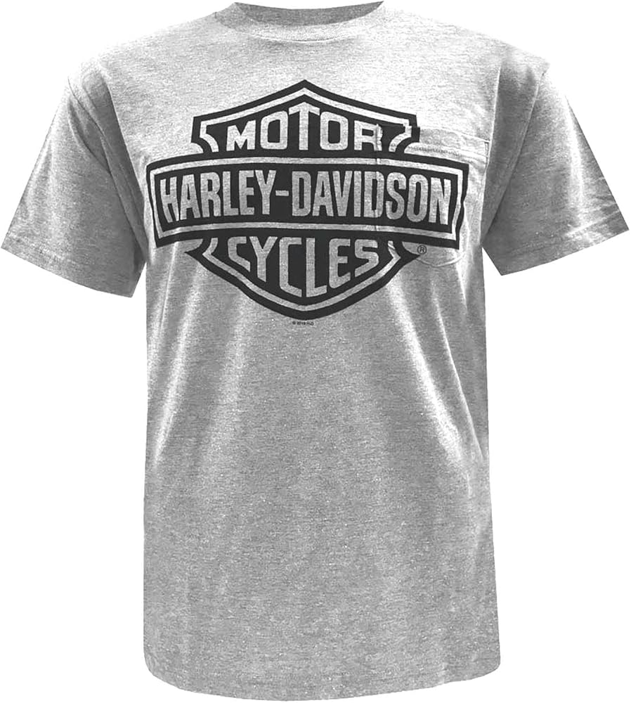 Harley-Davidson Men's Bar & Shield Logo Chest Pocket Short Sleeve T-Shirt - Gray