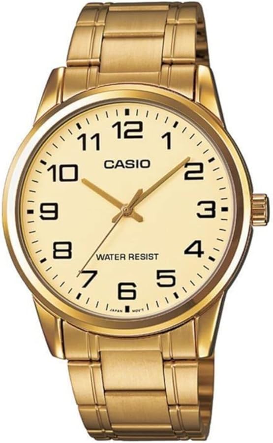 Casio #MTP-V001G-9B Men's Standard Gold Tone Stainless Steel Easy Reader Watch