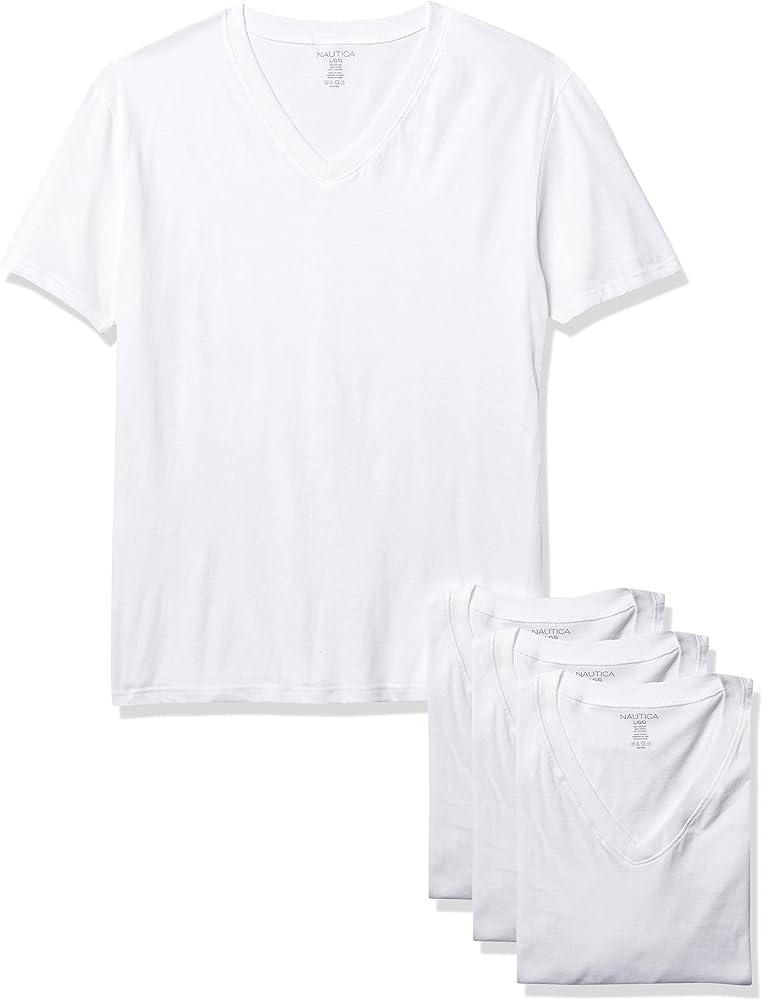 Nautica Men's 4 Pack Cotton V-Neck T-Shirt