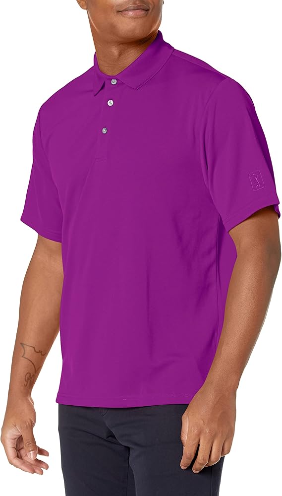 PGA TOUR Men's Short Sleeve Airflux Solid Mesh Polo Shirt