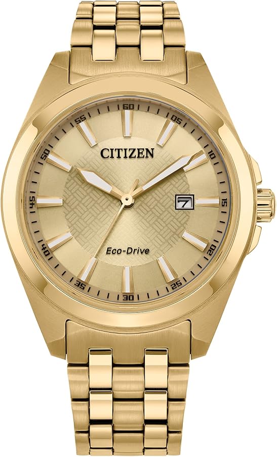 Citizen Men's Eco-Drive Classic Peyton Watch, 3-Hand Date, Sapphire Crystal, Luminous Markers, Gold Tone