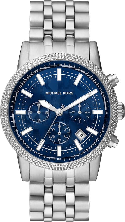 Michael Kors Hutton Men's Watch, Stainless Steel Chronograph Watch for Men with Steel or Leather Band