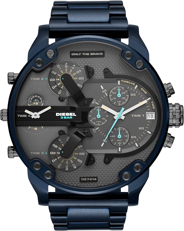 Diesel Men's 57mm Mr. Daddy 2.0 Quartz Stainless Steel Chronograph Watch, Color: Blue (Model: DZ7414)