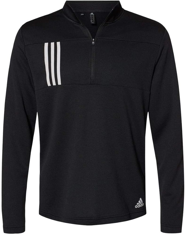 adidas - 3-Stripes Double Knit Quarter-Zip Pullover - A482 - L - Black/Grey Two