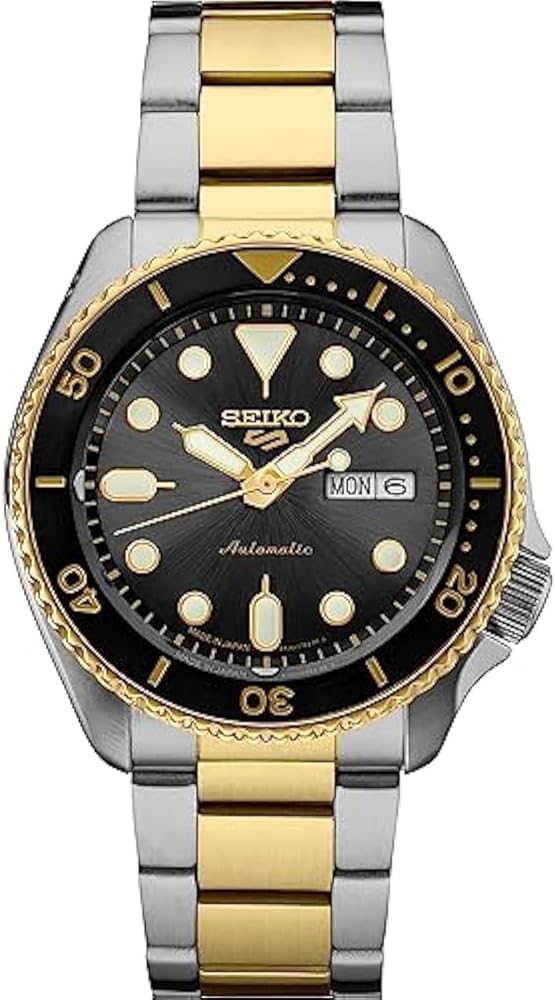 SEIKO SRPK22,Men Sport,GMT,Mechanical,Automatic,Stainless,Two Tone,Charcoal Dial,100m WR