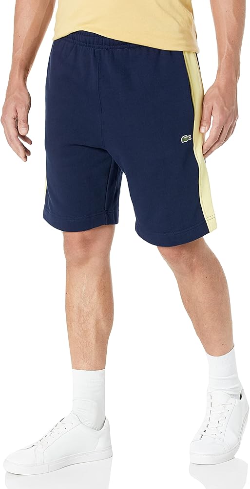 Semi Fancy Shorts with Badge on Side Navy Blue/Yellow