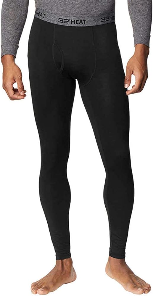 32 DEGREES Mens 2 Pack Heat Performance Thermal Baselayer Pant Leggings, Black/Black