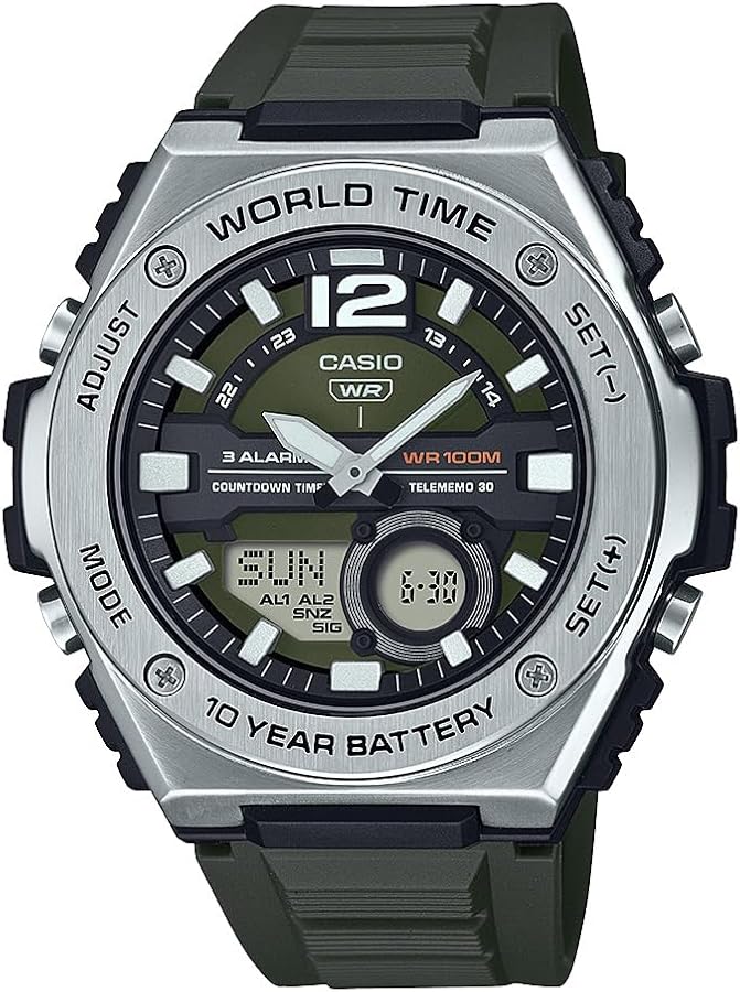 Casio World Time 10-Year Battery Ana-Digital Chronograph Watch MWQ-100-3AV