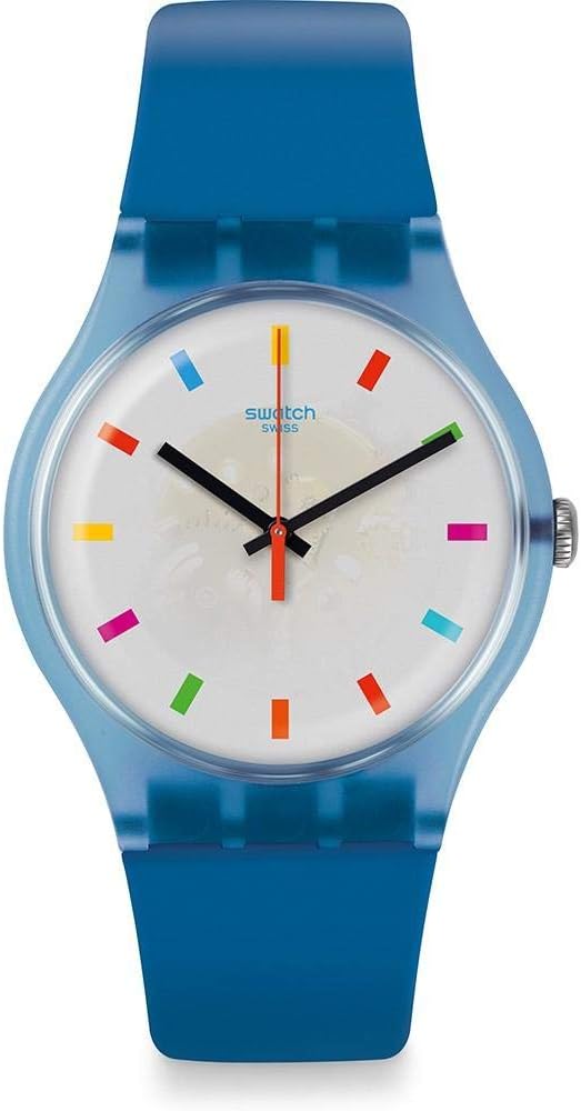 Swatch Colour Square 41mm Case White Dial Blue Mens Watch