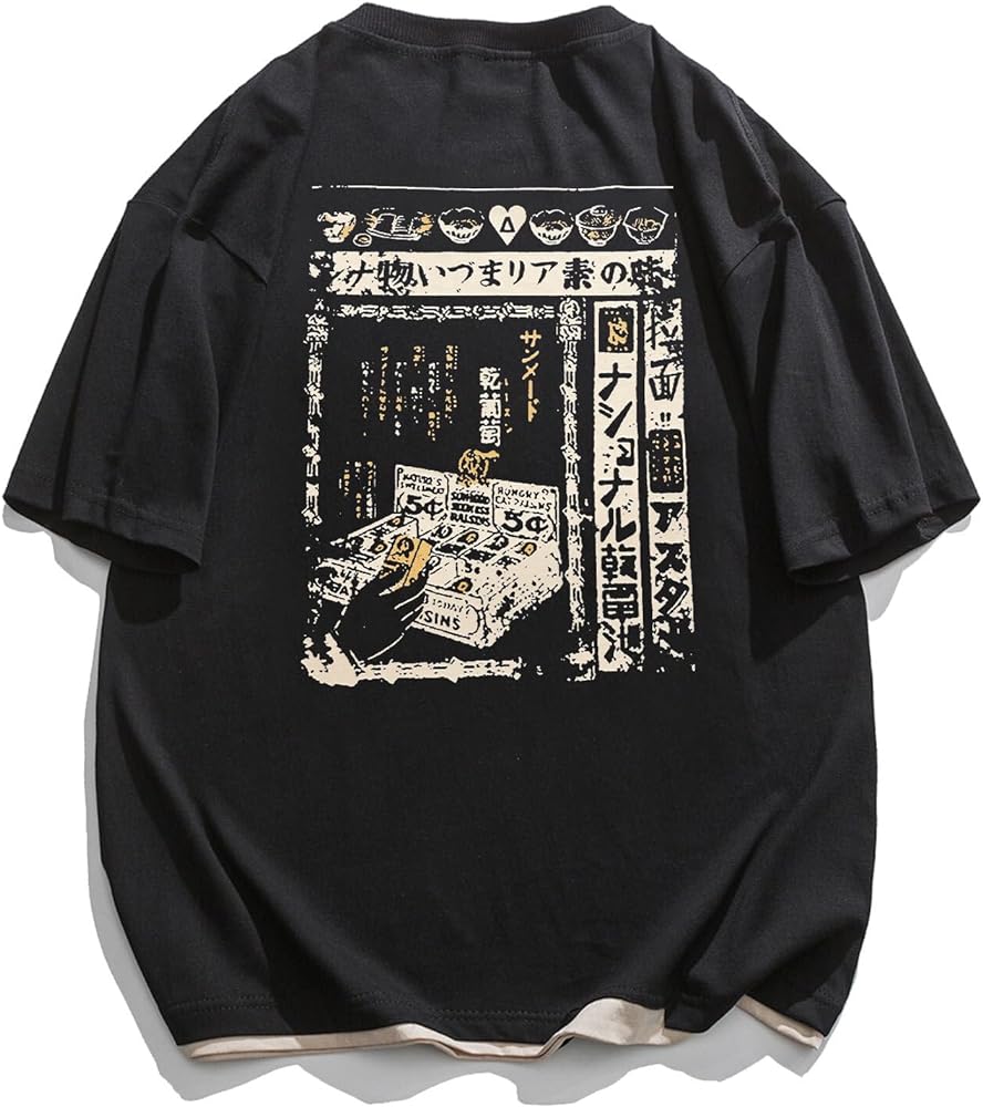 Aelfric Eden Men’s Japanese Casual Short- Sleeves Graphic Print Shirts Unisex Vintage Tee