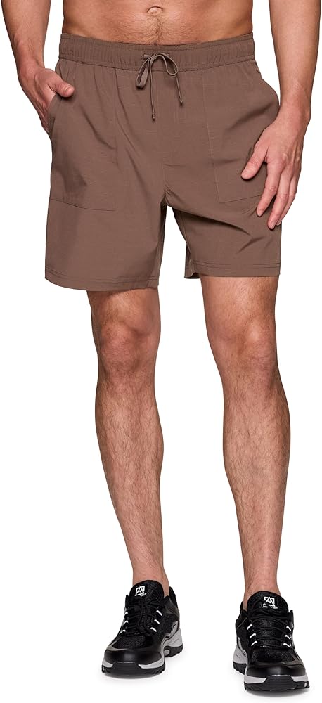 Avalanche Men's Hiking Short 7" Lightweight Woven Shorts with Pockets Elastic Waist Breathable Quick Dry Shorts for Workouts