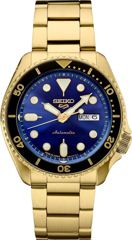 SEIKO Automatic Watch for Men - 5 Sports Collection - Men's Sport Watch with Stainless Steel Gold Finish - Water-Resistant 100M