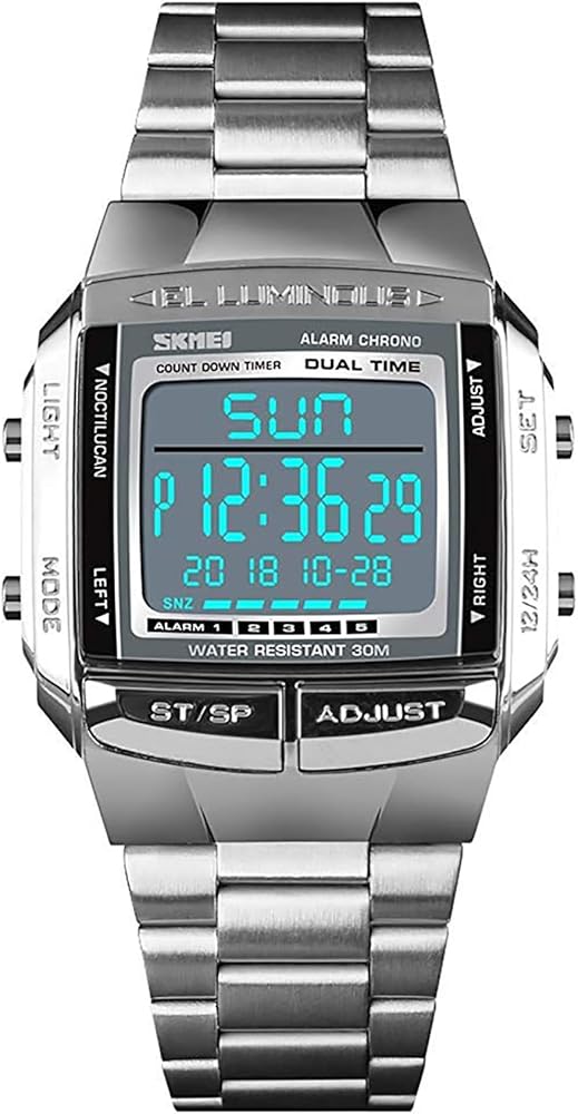 MASTOP Mens Digital Watch Sports Alarm Stopwatch Business Watches Square Waterproof Men's Wrist Watches