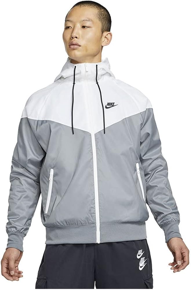 Nike Sportswear Windrunner Men's Hooded Jacket (as1, alpha, m, regular, regular, Smoke Grey/White/Smoke Grey/Black, Medium)