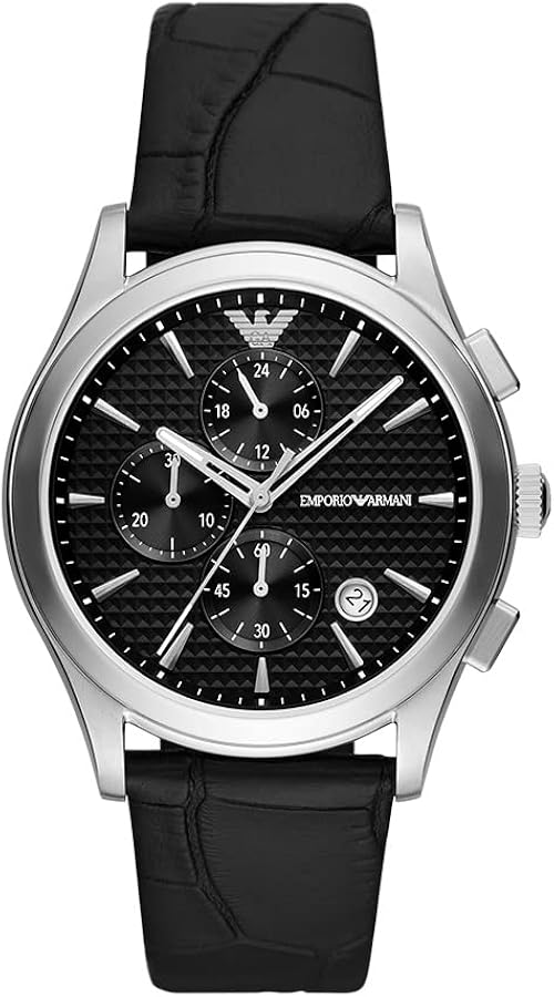 Emporio Armani Men's Stainless Steel Chronograph Dress Watch with Steel or Leather Band