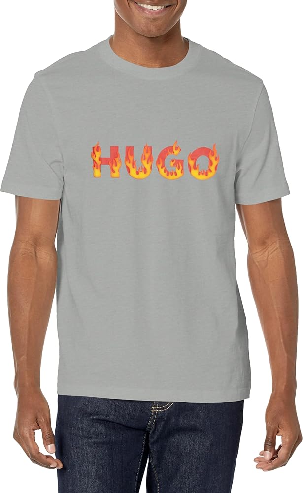 HUGO Men's Flames Logo Short Sleeve Tshirt