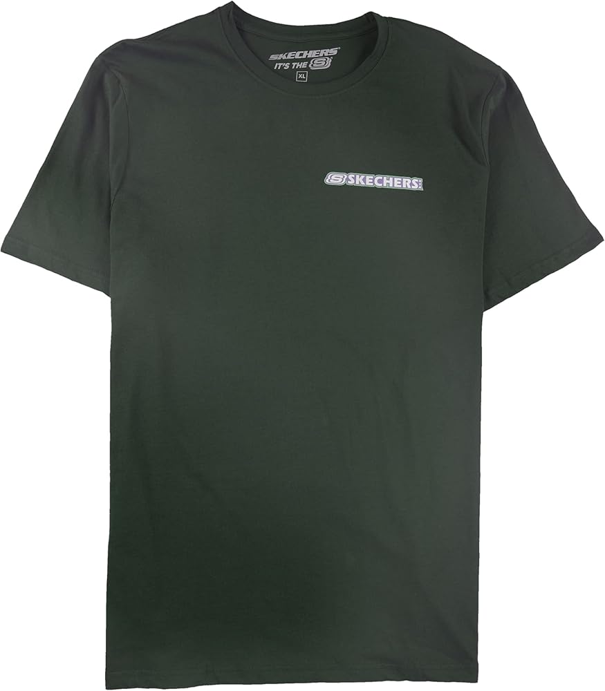 Skechers Mens We Put The S in Fun! Graphic T-Shirt, Green, X-Large