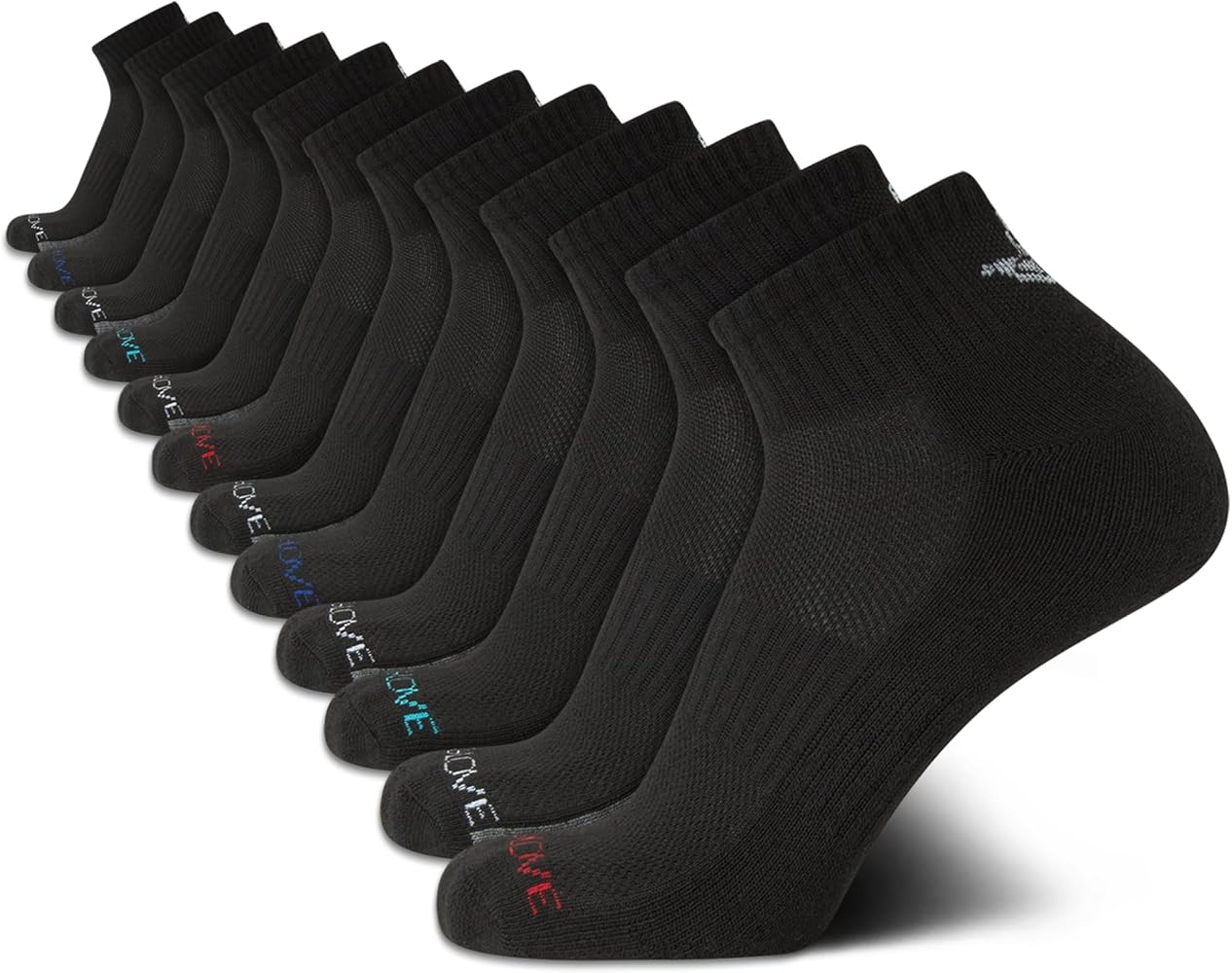 Body Glove Men's Socks - 12 Pack Performance Cushion Athletic Quarter Cut Socks - Running Socks for Men