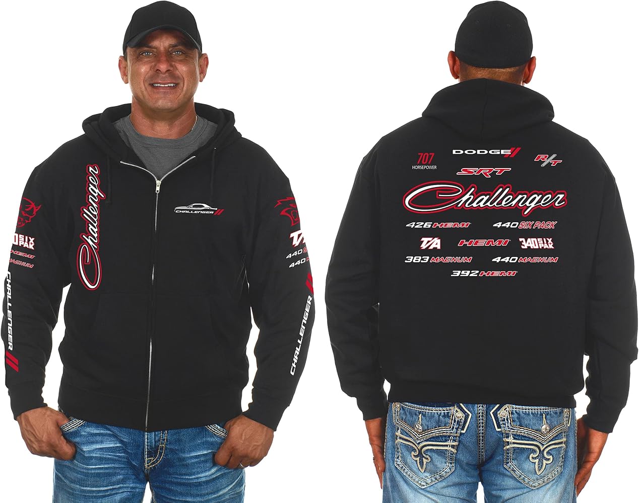 JH DESIGN GROUP Men's Dodge Challenger Hoodies in 2 Styles Pullover & Zip Up