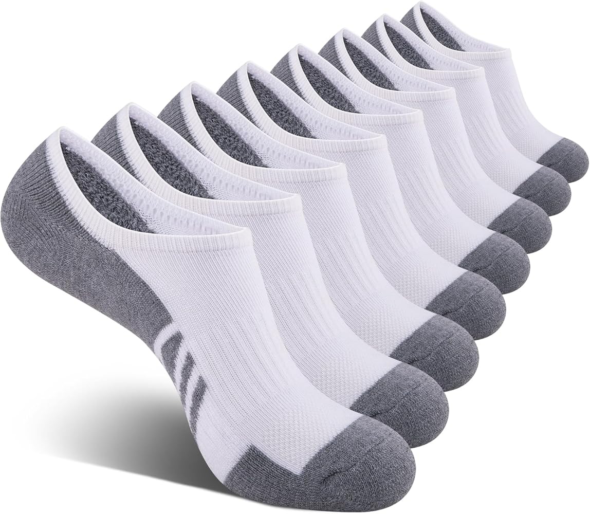 COOPLUS 8 Pairs Cushioned No Show Socks Men, Non Slip Inisible Low Cut Athletic Breathable Socks