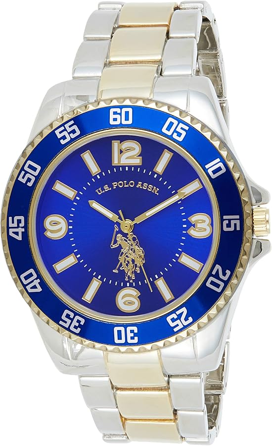 U.S. Polo Assn. Men's Two-Toned, Royal Blue Dial, Automatic Quartz Metal/Alloy Fold-Over-Clasp Watch - USC80514