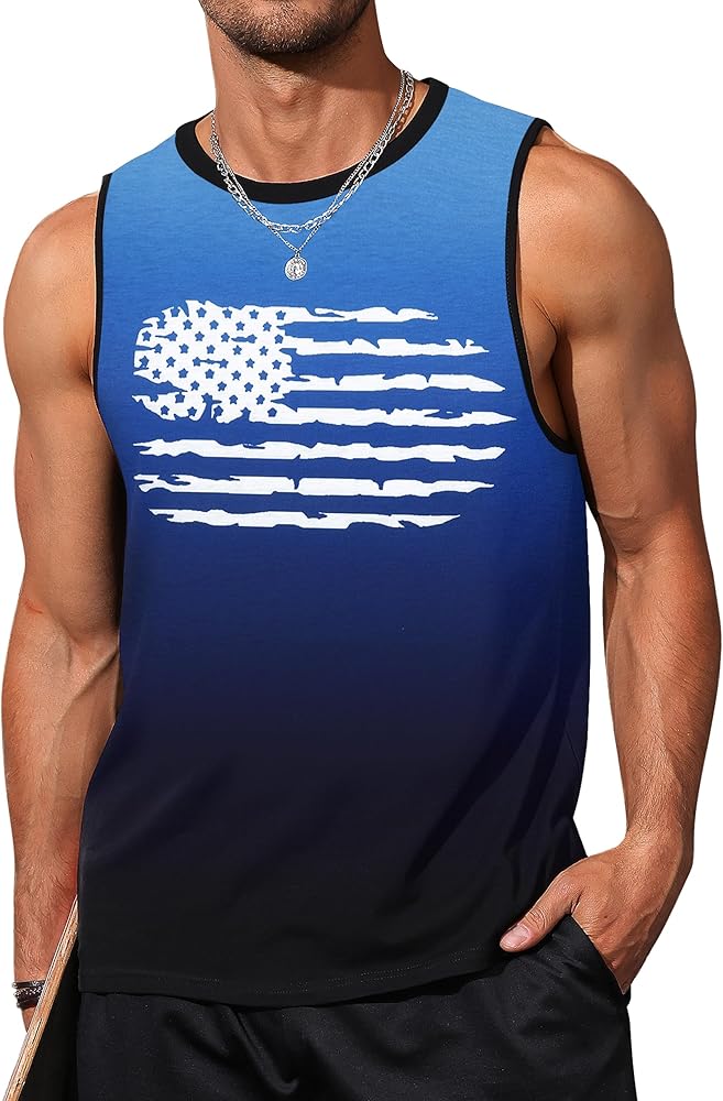 American Flag Tank Tops for Men 4th of July Shirts Sleeveless Muscle Tank Top Graphic 1776 Gym Workout Patriotic Tank Top