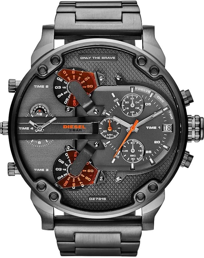 Diesel Mr. Daddy 2.0 Quartz Stainless Steel Chronograph Men's Watch, Color: Gunmetal (Model: DZ7315)