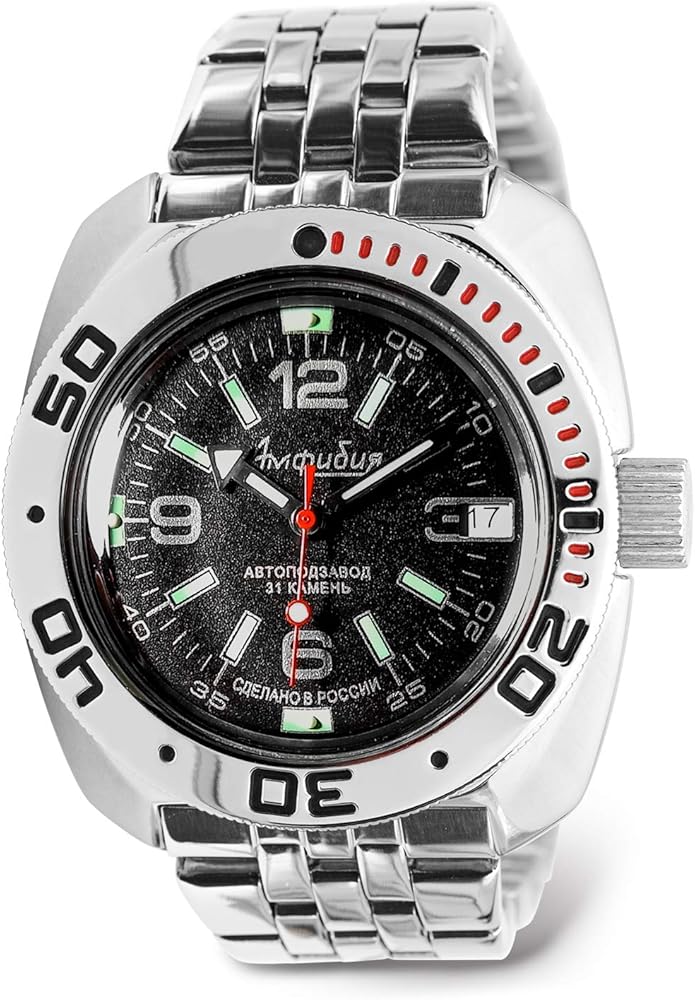 Vostok | Men's Amphibian Classic Automatic Self-Winding Russian Military Style Diver Watch | WR 200 m | Model 710640