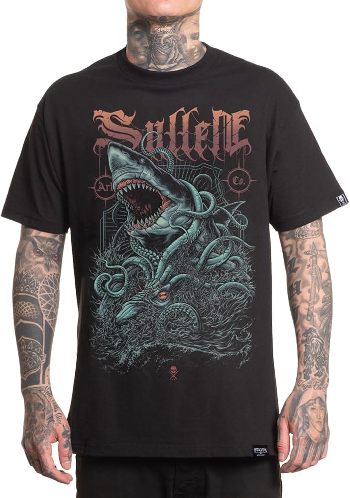 Sullen Men's Sea Battle Shark Week Capsule Tattoo Lifestyle Graphic Standard Short Sleeve Tee