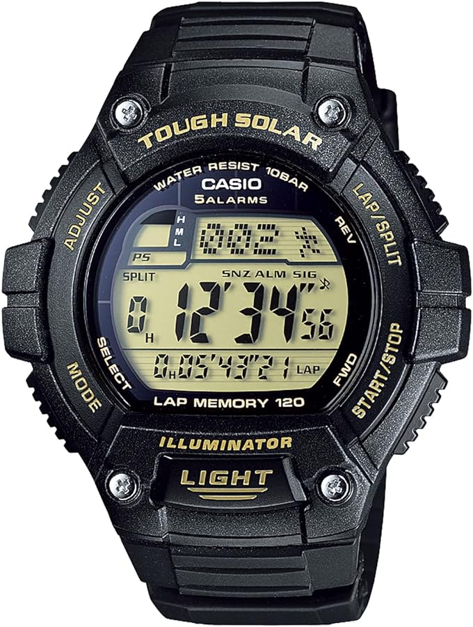 Casio Collection Sports Running Wrap Measurement Solar Series Watch, Black/Gold, Newest Model