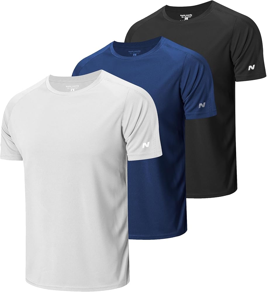 3 Pack Men's Workout Quick Dry Shirts Short Sleeve Compression Sports T-Shirts Athletic Undershirts