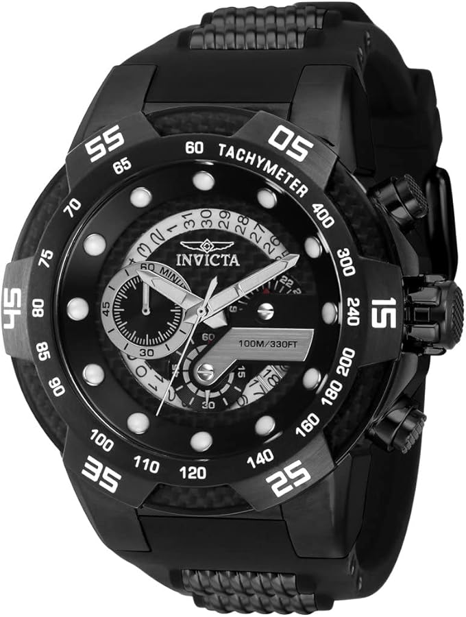 Invicta Men's Speedway 51mm Stainless Steel, Silicone Quartz Watch, Black (Model: 36598)