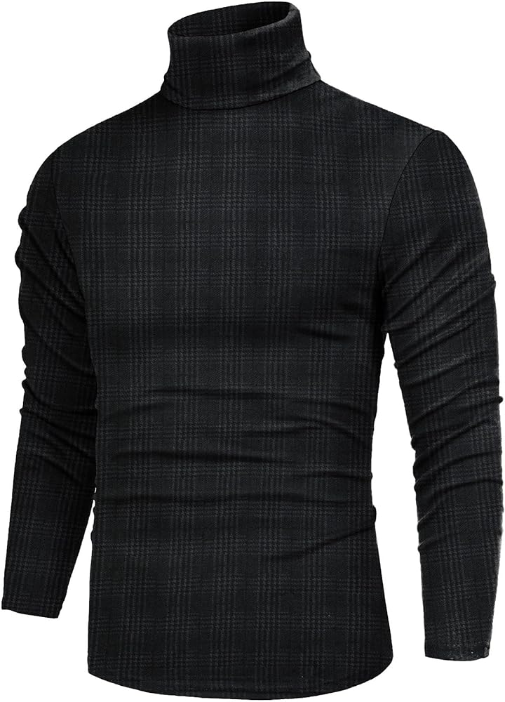 Poriff Men's Casual Slim Fit Basic Tops Knitted Lightweight Turtleneck Pullover Sweater