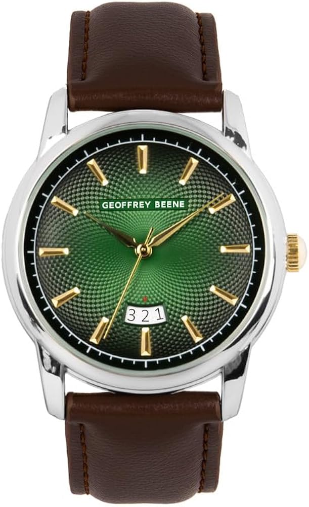 Geoffrey Beene Mens Watch - Elegant Leather Strap Quartz Movement Analog Watch for Men, Gift for Men, Formal or Business Casual Minimalist Wrist Watches 42mm