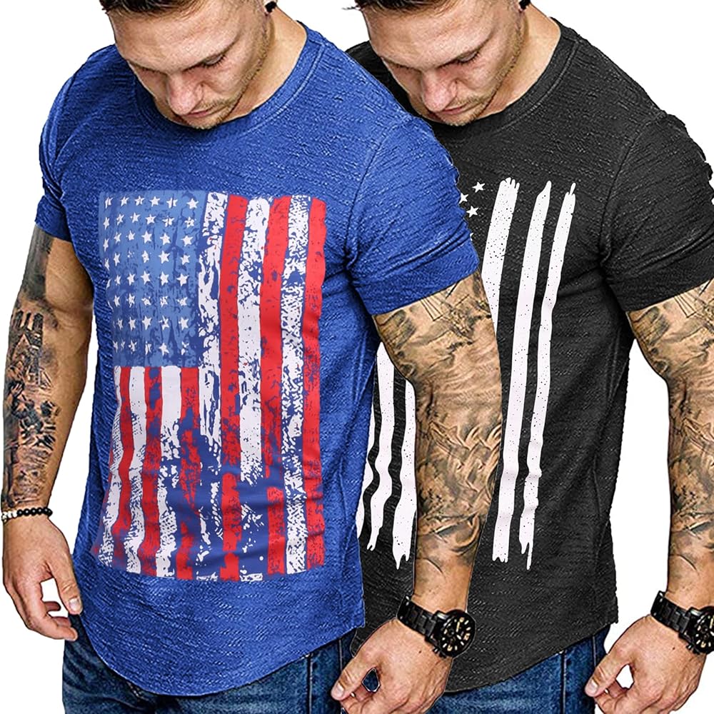 COOFANDY Men 2 Pack Muscle Workout T Shirt Gym Bodybuilding Short Sleeve Hipster Tee Top