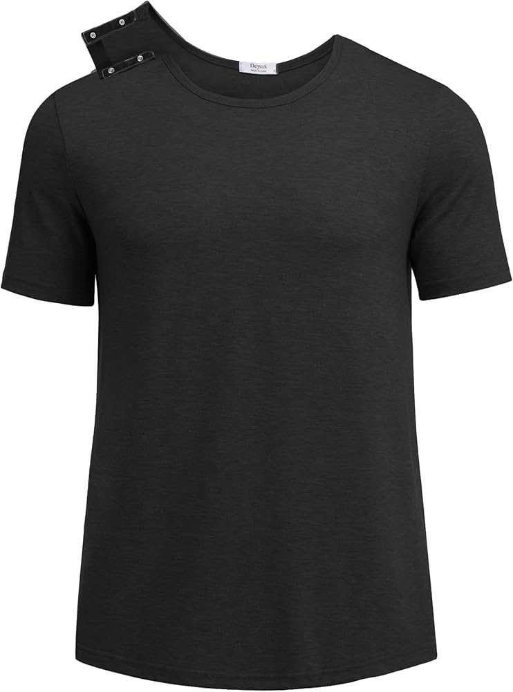 Deyeek Unisex Post Surgery Shirt Open Back Hospital Shirts for Men Tear Away Snap Surgical Tops Soft Adaptive Clothing