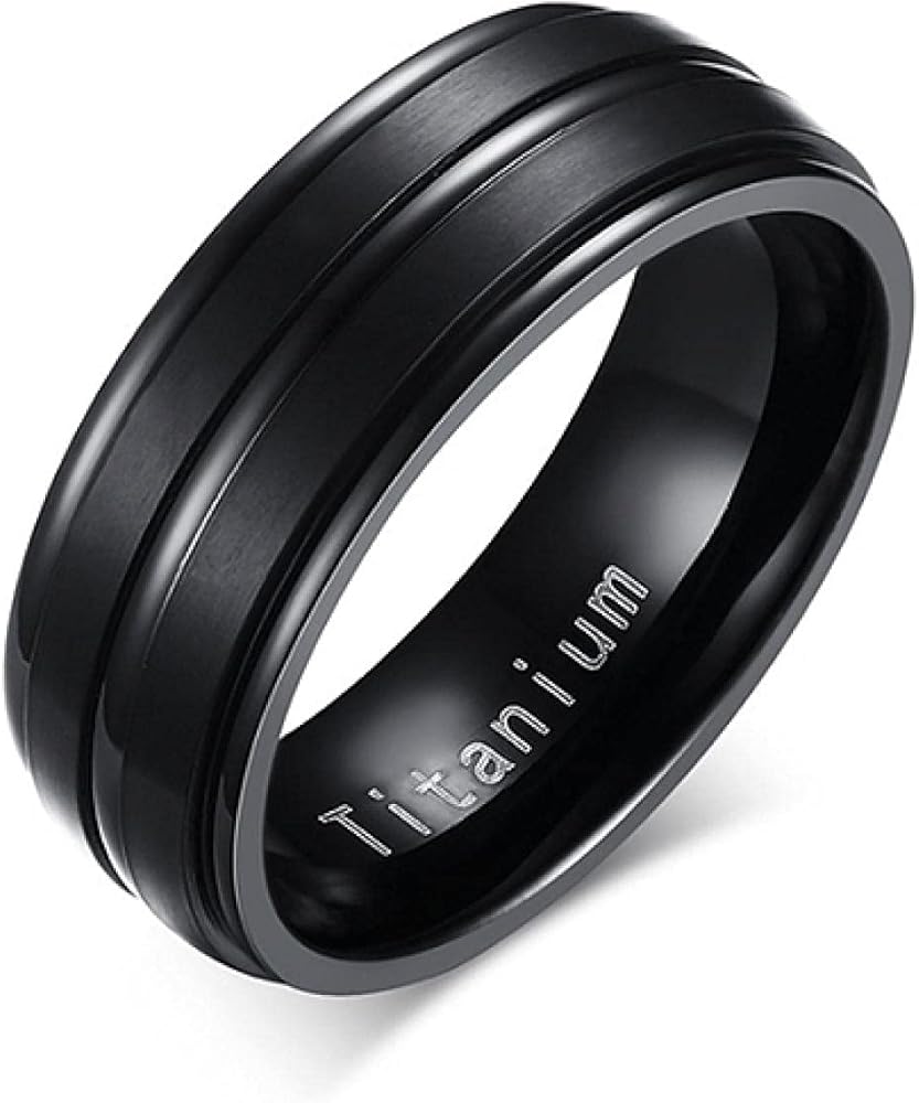 ZIYUYANGBague homme acier titane cadeau mariage 8 mm 10 Black