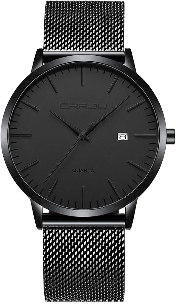 CRRJU Men's Minimalist Casual Luxury Auto Date Watches Fashion Business Japan Movement Quartz Waterproof Wristwatches for Men Stainsteel Steel Band Watch