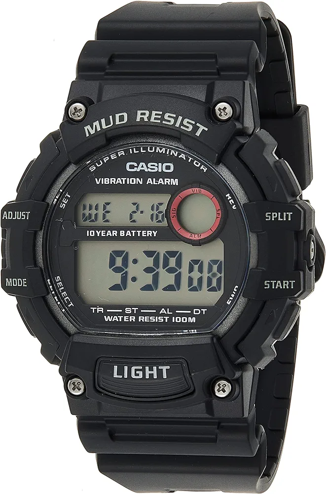 Casio Mud Resistant Stainless Steel Quartz Watch with Resin Strap, Black, 27.6 (Model: TRT-110H-1AVCF), standard