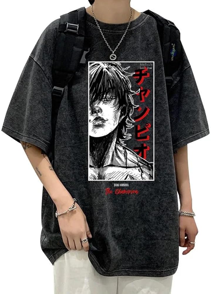 Anime Grappler Baki Hanma T Shirts Unisex Harajuku Streetwear Fashion Washed T-Shirts 100% Cotton Summer Clothes Casual Wear