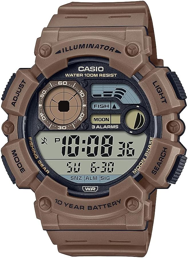 Casio Illuminator 10-Year Battery Men's Moon Phase Fishing Level Watch WS-1500H-5AV