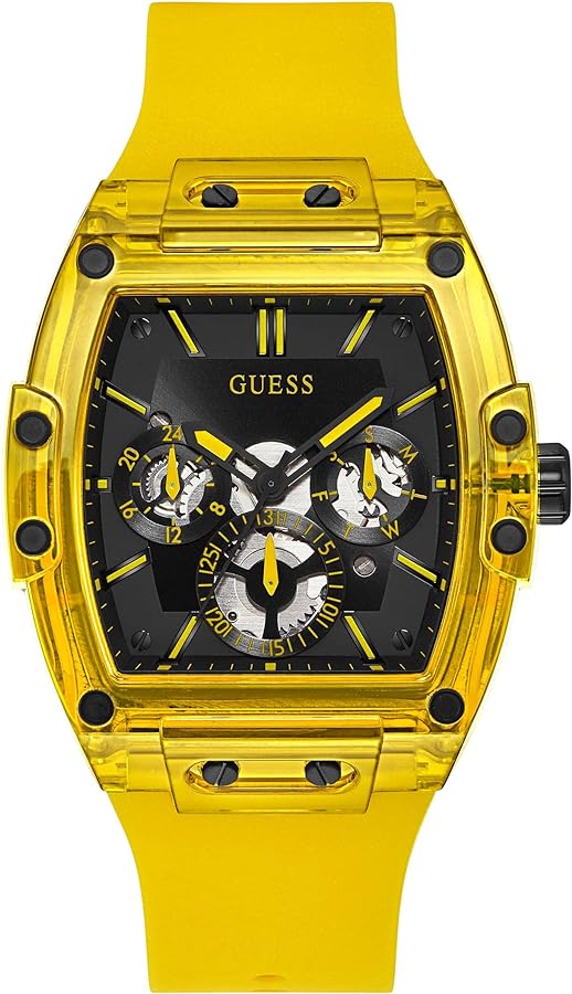 GUESS Men Analog Quartz Watch with Silicone Strap GW0203G6